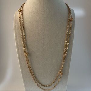 Vintage Jewelry Signed Emmons Gold Tone Chain Knot Necklace Long